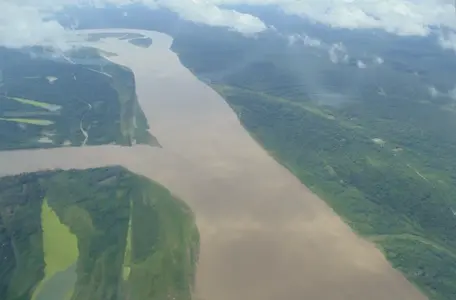 As águas do rio Amazonas parecem correr por uma floresta que não acaba nunca.